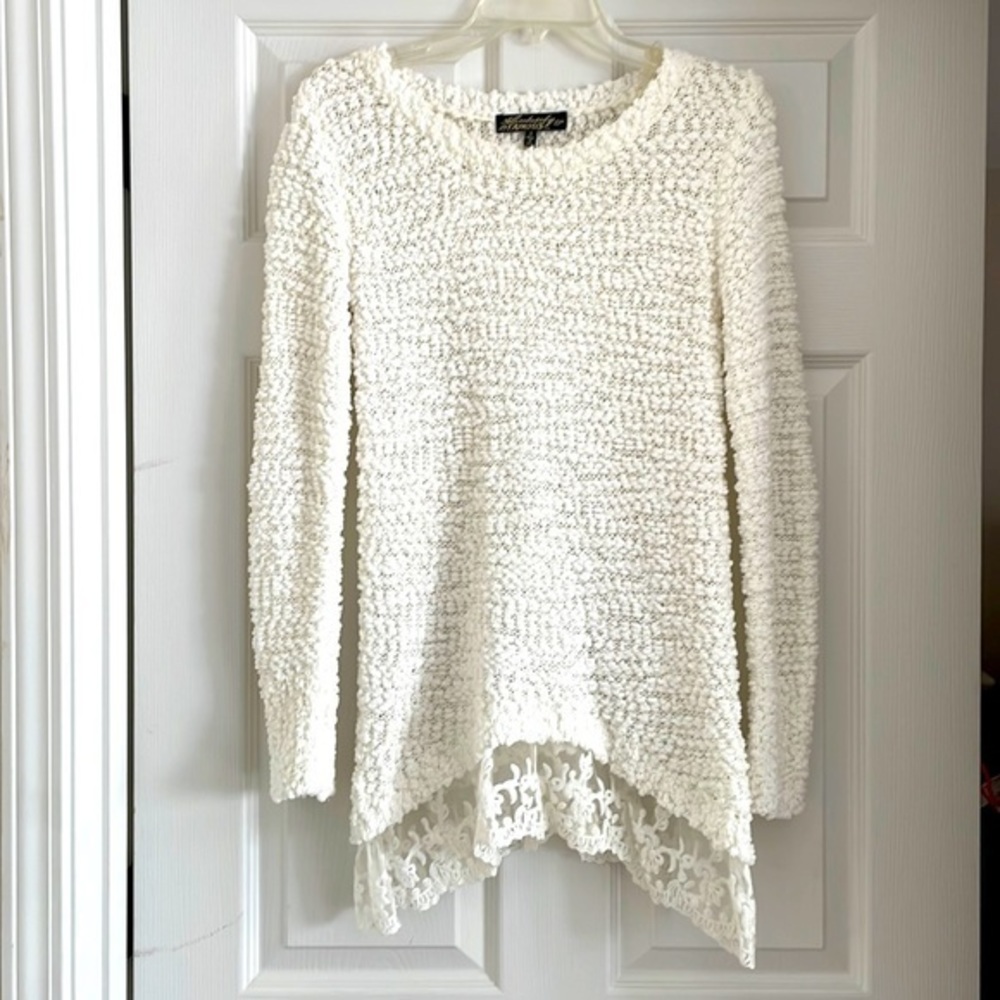 Absolutely Famous Cream Lace Bottom Sweater